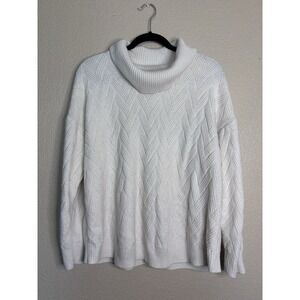 Lane Bryant 18/20 White Knit Turtleneck  Sweater Plus‎ SZ Cabincore Cozy Holiday